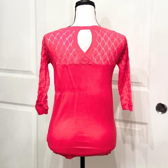 Hot Pink Three-Quarter Sleeve Knit Sweater by Sparrow (Anthropologie), Size XS - Picture 2 of 5